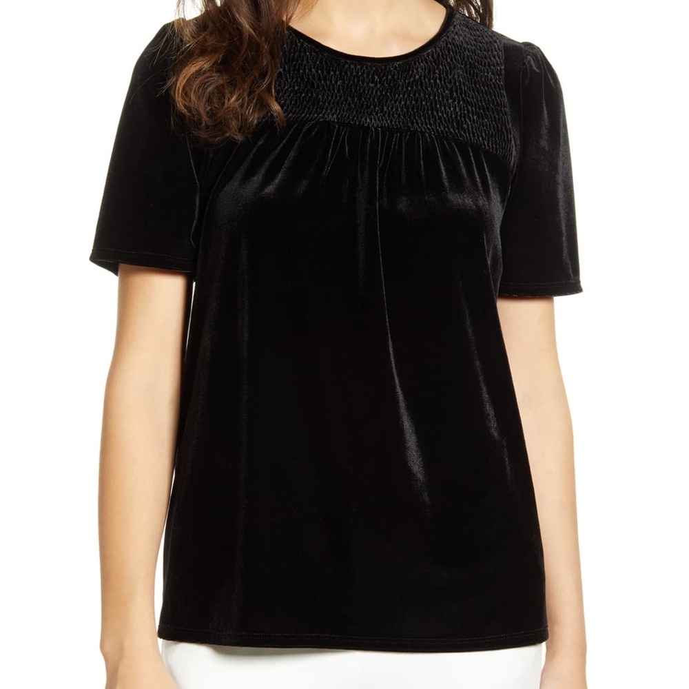 NWT Gibson x Glam The Motherchic Smocked Velvet T